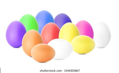 Easter chicken eggs. Realistic vector illustration isolated on white background. Ready for your design. EPS10.	