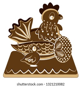 Easter chicken with easter eggs. Vector illustration, chained, egg, vector illustration, background set for designer, bird, holiday, animal, symbol