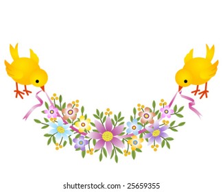 Easter chicken with flowers