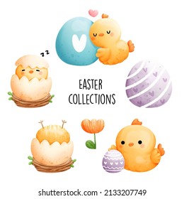 Easter chicken, Happy Easter vector illustration