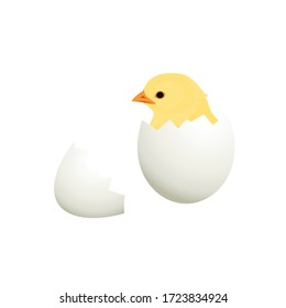 Easter chicken hatched from an egg. Farm animals collection.