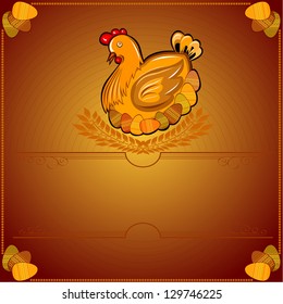 easter chicken hen with egg brown background