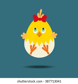 Easter Chicken Icon. Egg. Chick. Vector illustration
