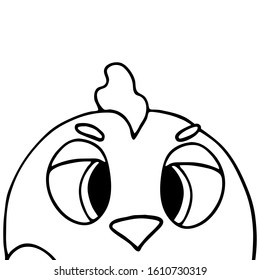 Easter chicken isolated on white background. Line drawing of funny chick. Cute animal character for kids, toy, shop, icon, poster, cards.