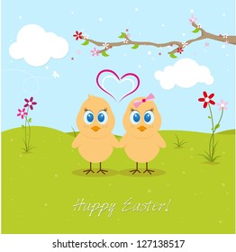 Easter chicken in love