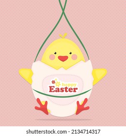 Easter Chicken One Of The Symbols Of Easter Holiday For Greeting Card, Sticker And Home Decoration Items.