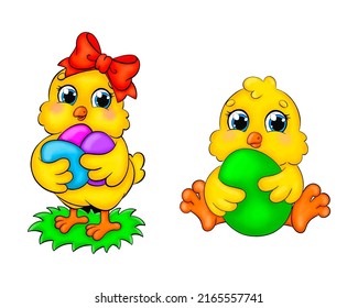 Easter chicken. Vector illustration on white background.