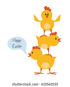 Easter chickens for holidays design on white background. Vector illustration. 