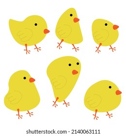 Easter chicks clipart set, bright birds for festive design vector illustration
