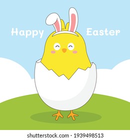 Easter chicks in egg shells