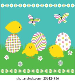 Easter chicks and eggs
