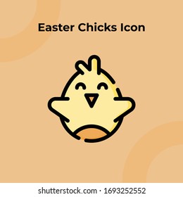 Easter Chicks Icon with Filled outline style, Easter theme, Vector Editable