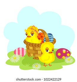 Easter chiken in a basket