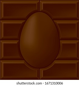 Easter Chocolate Bar Style Blank Template with Chocolate Egg in the Middle Creative Concept for Your Design - Brown on Similar Background - Vector Gradient Graphic
