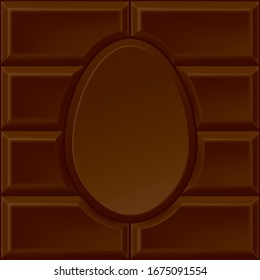 Easter Chocolate Bar Style Blank Template with Flat Chocolate Egg in the Middle Creative Concept for Your Design - Brown on Similar Background - Vector Gradient Graphic