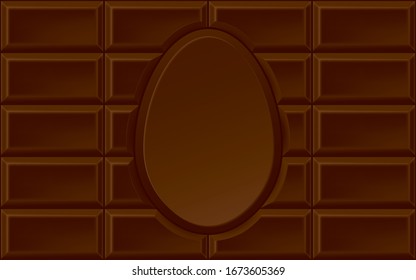Easter Chocolate Bar Style Horizontal Blank Template with Flat Chocolate Egg in the Middle Creative Concept for Your Design - Brown on Similar Background - Vector Gradient Graphic