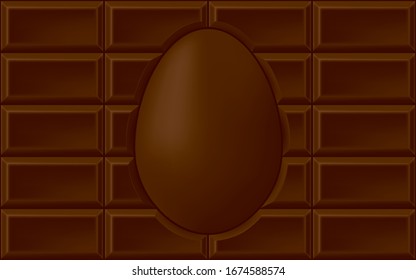 Easter Chocolate Bar Style Horizontal Blank Template with Chocolate Egg in the Middle Creative Concept for Your Design - Brown on Similar Background - Vector Gradient Graphic