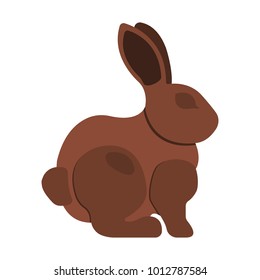 Easter Chocolate Bunny icon. Chocolate Rabbit label on white Background. Cartoon style. Vector Illustration.