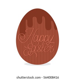 Easter chocolate egg with hand lettering. flat vector illustration isolate on a white background