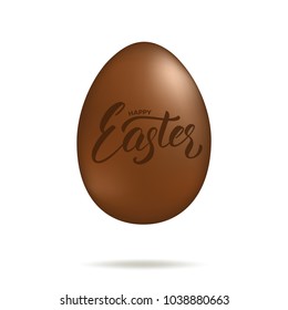 Easter. Chocolate egg with Happy Easter script lettering. Easter holiday design element