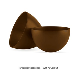 Easter chocolate egg two halves surprise festive treat present container decor element 3d icon realistic vector illustration. Sweet candy gift box half delicious eggshell holiday decorative design
