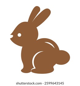 Easter chocolate rabbit isolated on white background. Minimalist vector icon of a cute Easter bunny. April rabbit in simple cartoon style