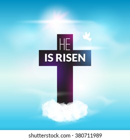 Easter christian celebration He is risen vector background.