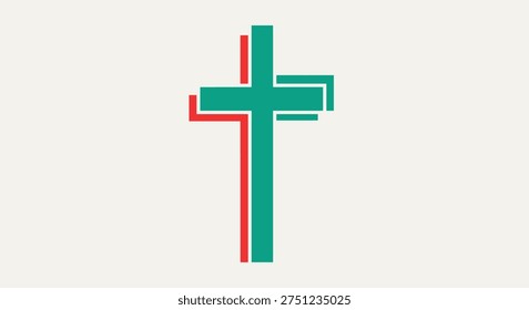 Easter Christian Cross Symbol Flat Illustration