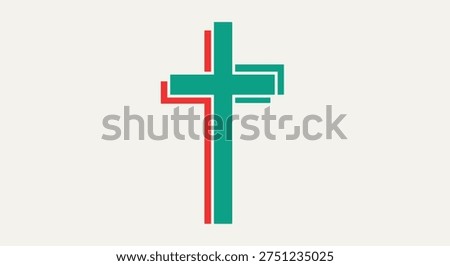 Easter Christian Cross Symbol Flat Illustration