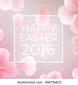 easter christian floral background with text Happy Easter 2016, vector illustration. Modern style vector soft spring illustration background