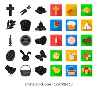 Easter is a Christian holiday black,flat icons in set collection for design. Easter attributes vector symbol stock web illustration.