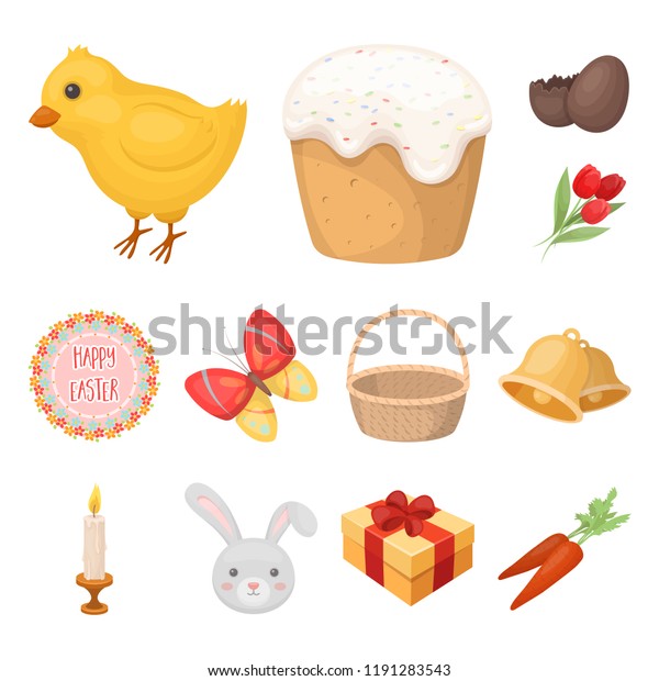 Easter Christian Holiday Cartoon Icons Set Stock Vector Royalty
