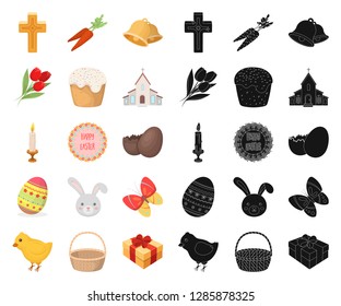 Easter is a Christian holiday cartoon,black icons in set collection for design. Easter attributes vector symbol stock web illustration.