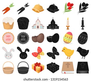 Easter is a Christian holiday cartoon,black icons in set collection for design. Easter attributes vector symbol stock web illustration.