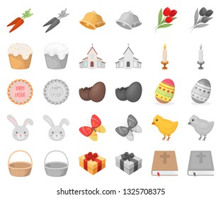 Easter is a Christian holiday cartoon,monochrom icons in set collection for design. Easter attributes vector symbol stock web illustration.