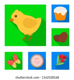 Easter is a Christian holiday flat icons in set collection for design. Easter attributes vector symbol stock web illustration.