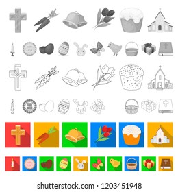 Easter is a Christian holiday flat icons in set collection for design. Easter attributes vector symbol stock web illustration.