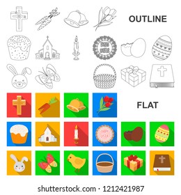 Easter is a Christian holiday flat icons in set collection for design. Easter attributes vector symbol stock web illustration.