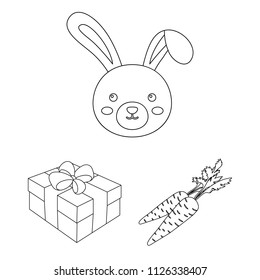 Easter is a Christian holiday outline icons in set collection for design. Easter attributes vector symbol stock web illustration.