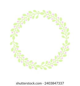 Easter circle frame, wreath with branches. Vector illustration.