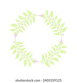 Easter circle frame, wreath with branches. Vector illustration.