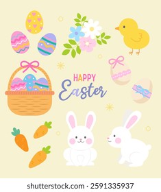 Easter clip art vector illustration set
