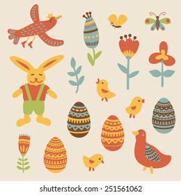 Easter collection, design elements. Vector illustration. 