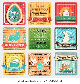 Easter collection. Vector elements. Eggs / Rabbits / Birds.