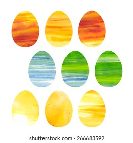 Easter  collection of watercolor colored vector eggs