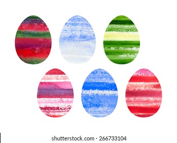 Easter  collection of watercolor colored vector eggs