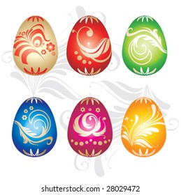 Easter color eggs with beautiful decorative pattern