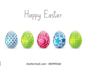 Easter color eggs on white