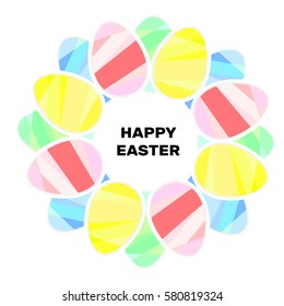 Easter colored eggs, happy easter sign