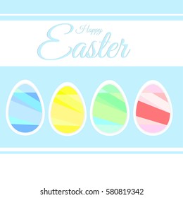 Easter colored eggs, happy easter sign
